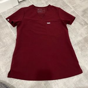 FIGS Burgundy Catarina Scrub Top